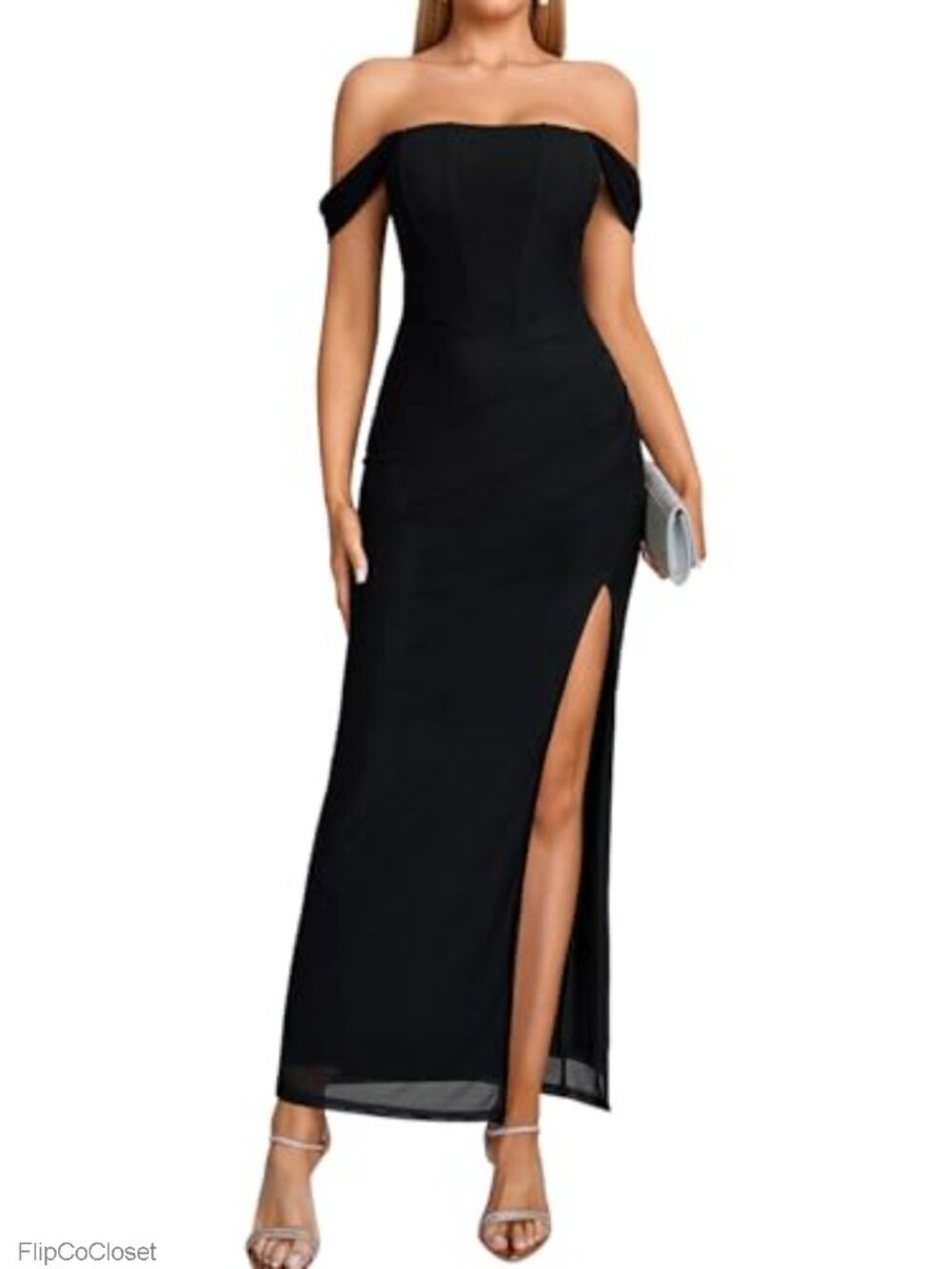 Off Shoulder Corset Maxi Formal Wedding Guest Dress
